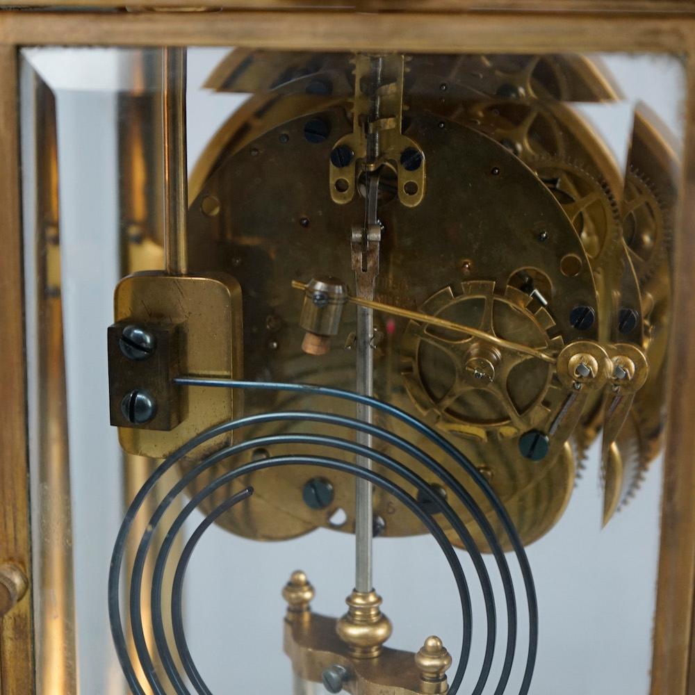 Antique Seth Thomas Gilt Bronzed Metal Crystal Regulator Mantle Clock Circa 1890 7