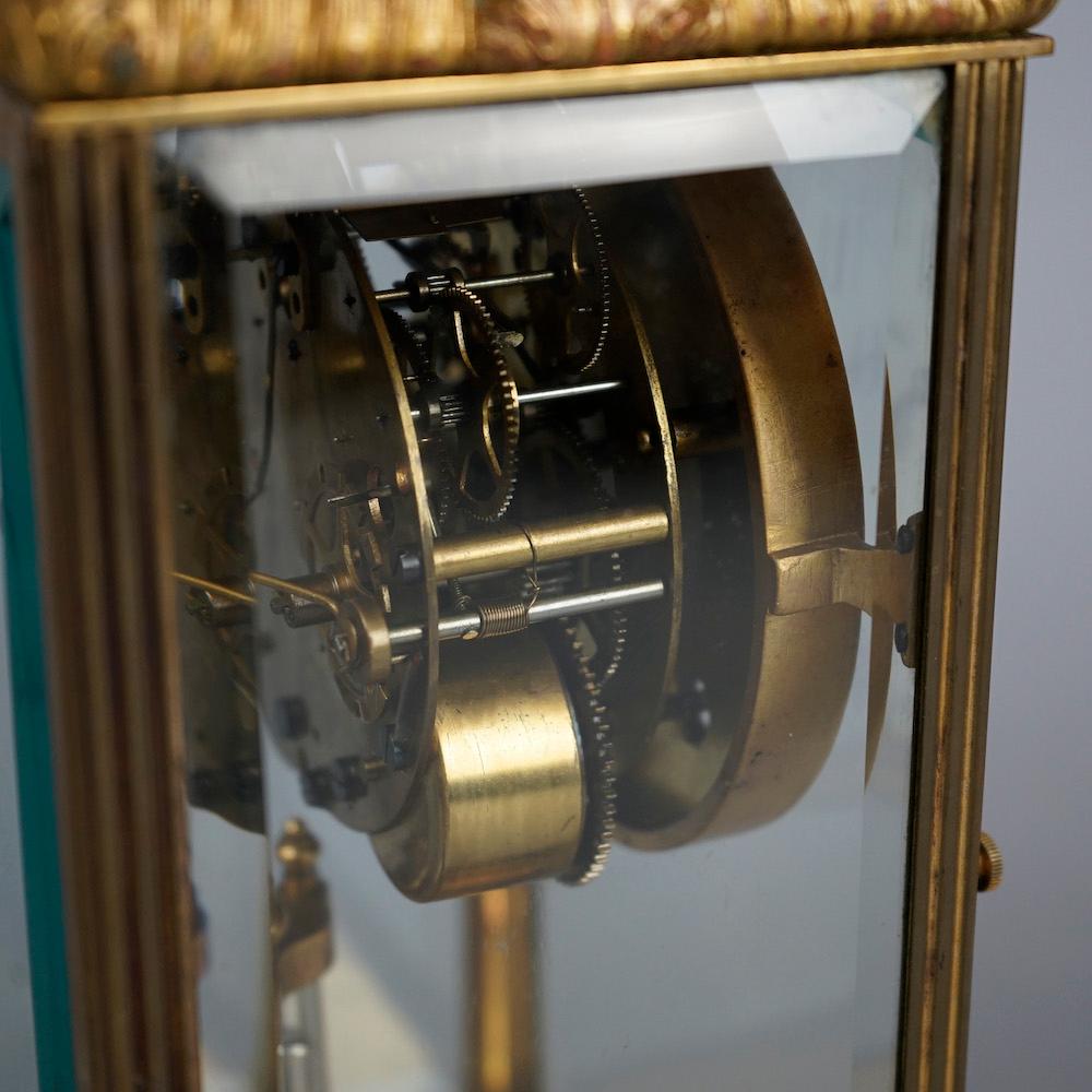 Antique Seth Thomas Gilt Bronzed Metal Crystal Regulator Mantle Clock Circa 1890 9