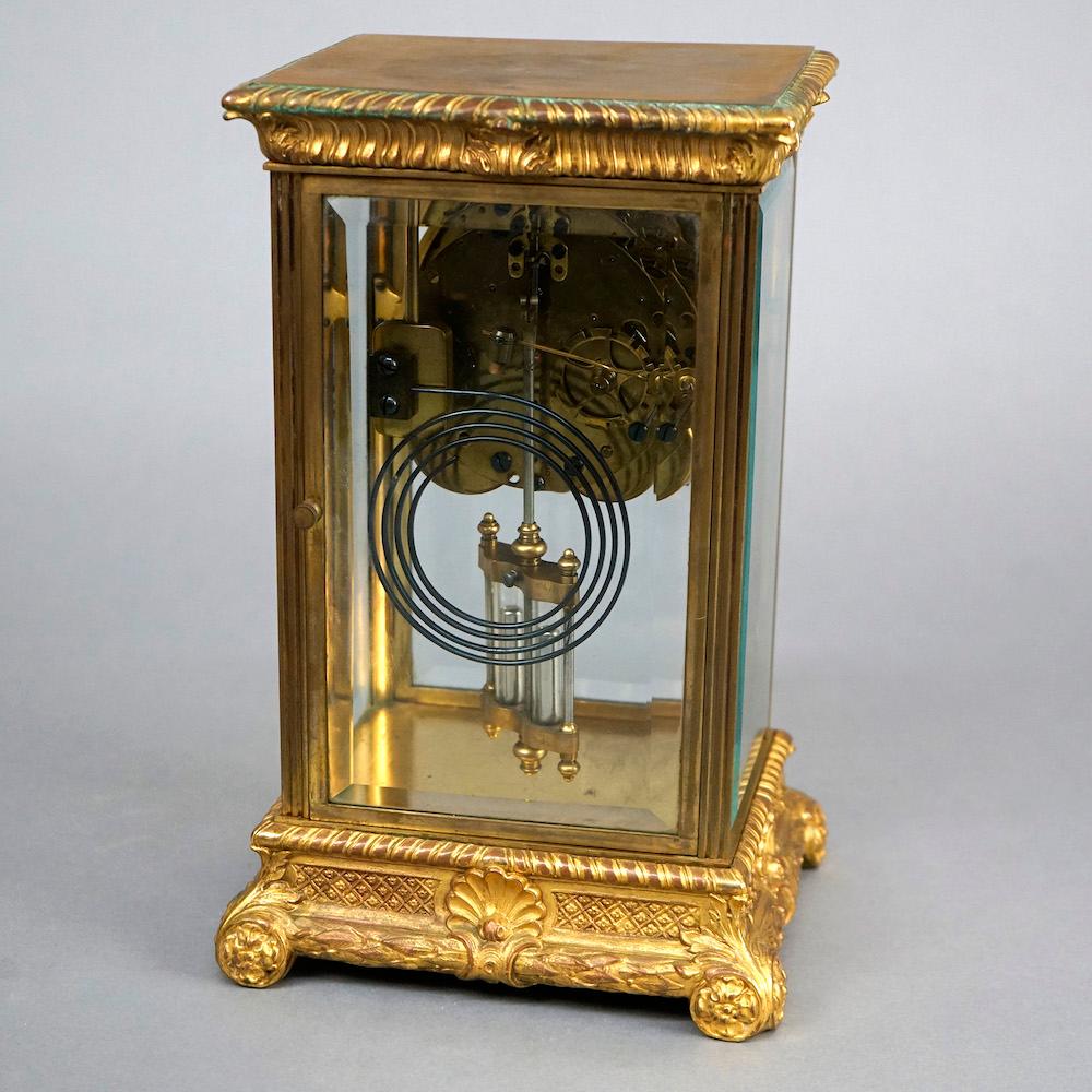 19th Century Antique Seth Thomas Gilt Bronzed Metal Crystal Regulator Mantle Clock Circa 1890