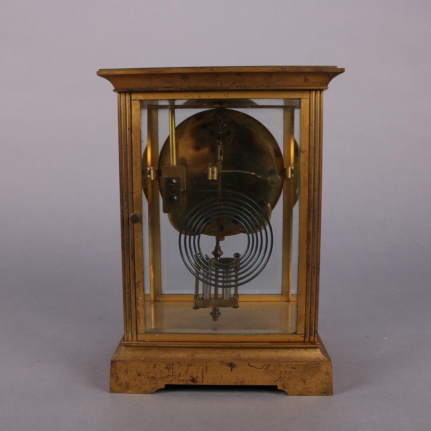 American Antique Seth Thomas Gilt Crystal Regulator Mantel Clock, circa 1900
