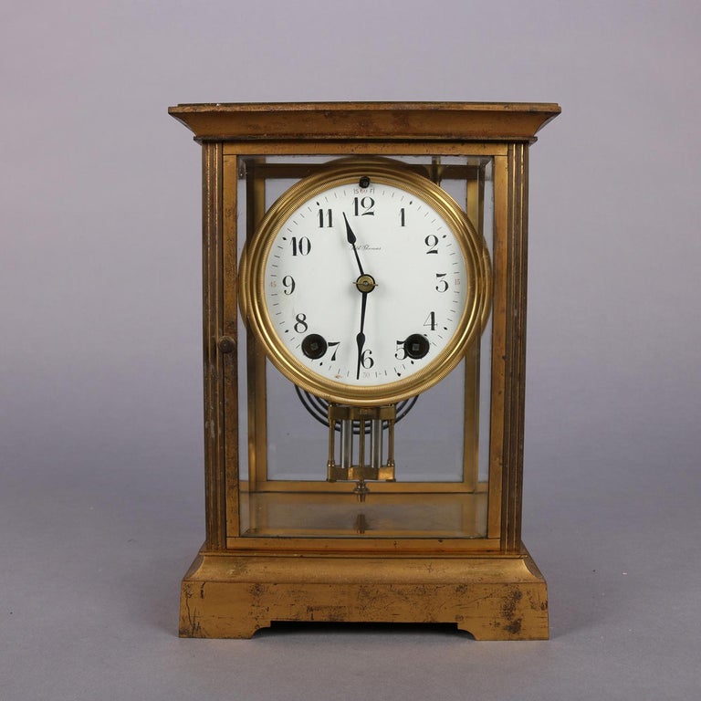 Antique Seth Thomas Gilt Crystal Regulator Mantel Clock, circa 1900 at