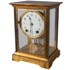 Antike Seth Thomas vergoldetes Kristall Regulator Mantel Uhr:: um 1900