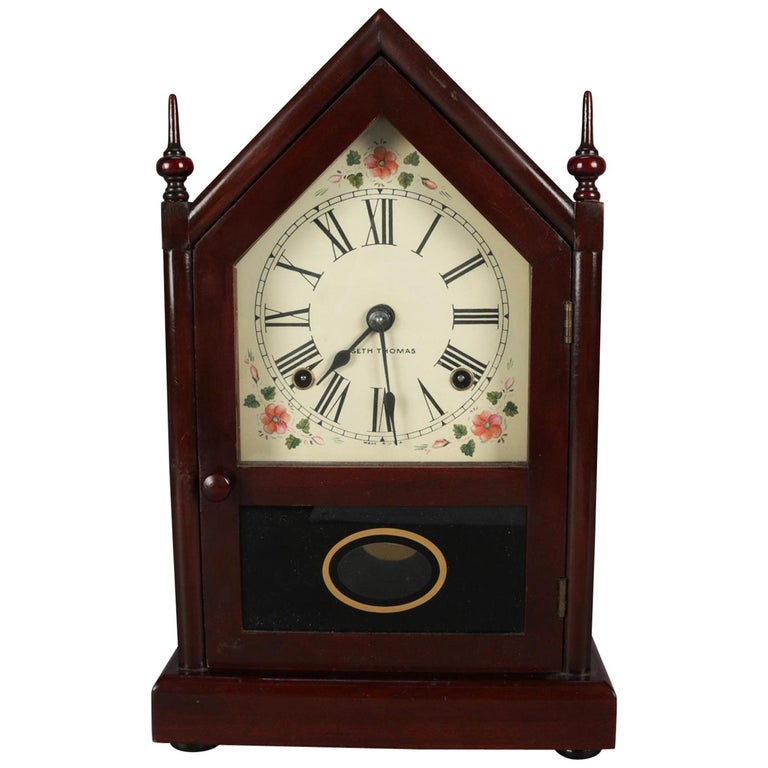 Antique Seth Thomas Mahogany Steeple Mantel Clock, 20th Century at
