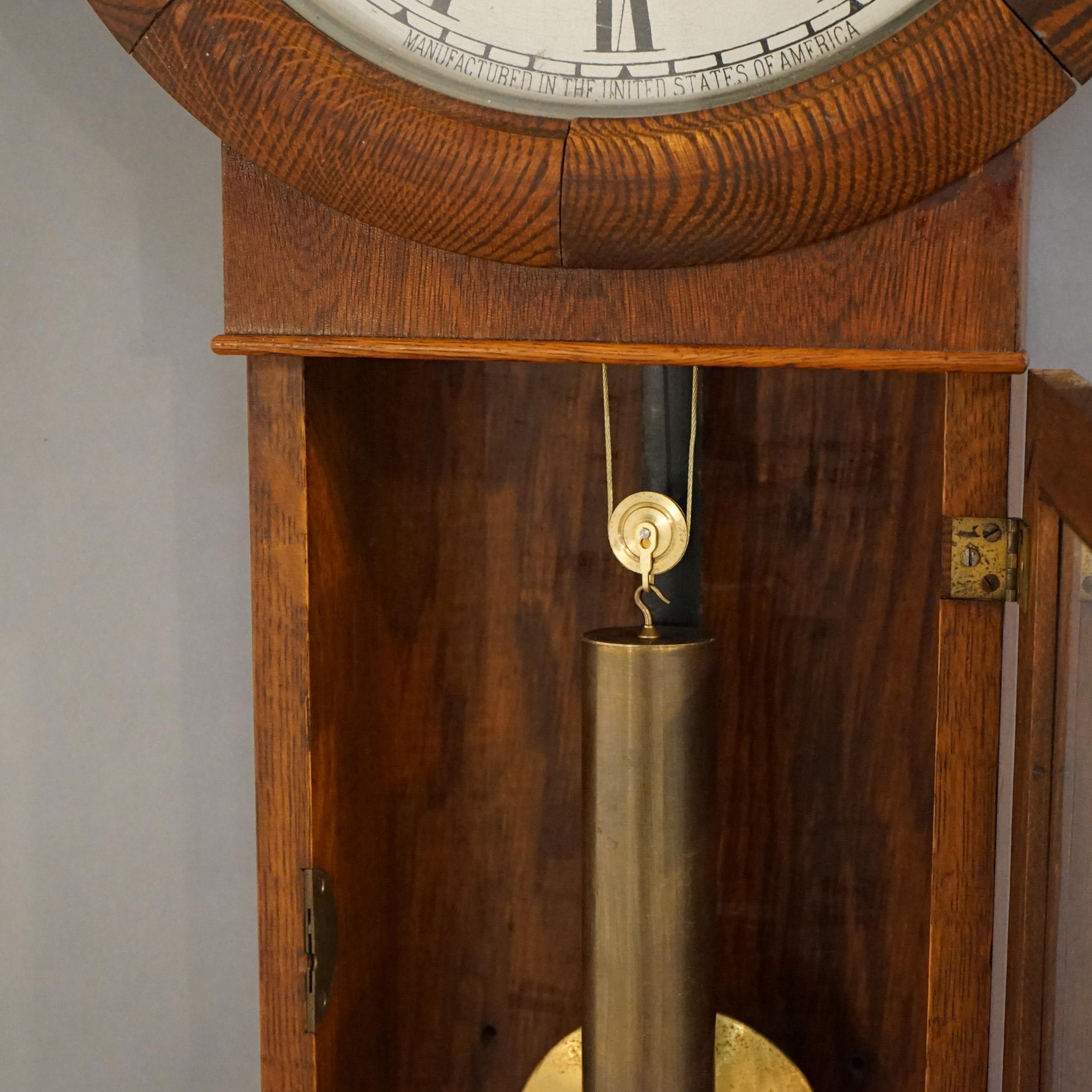 Antique Seth Thomas Oak Regulator Wall Clock Circa 1900 3