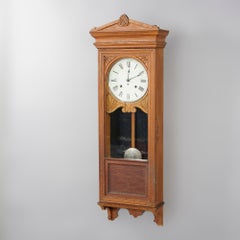 Antique Seth Thomas Oak Regulator Wall Clock Circa 1900