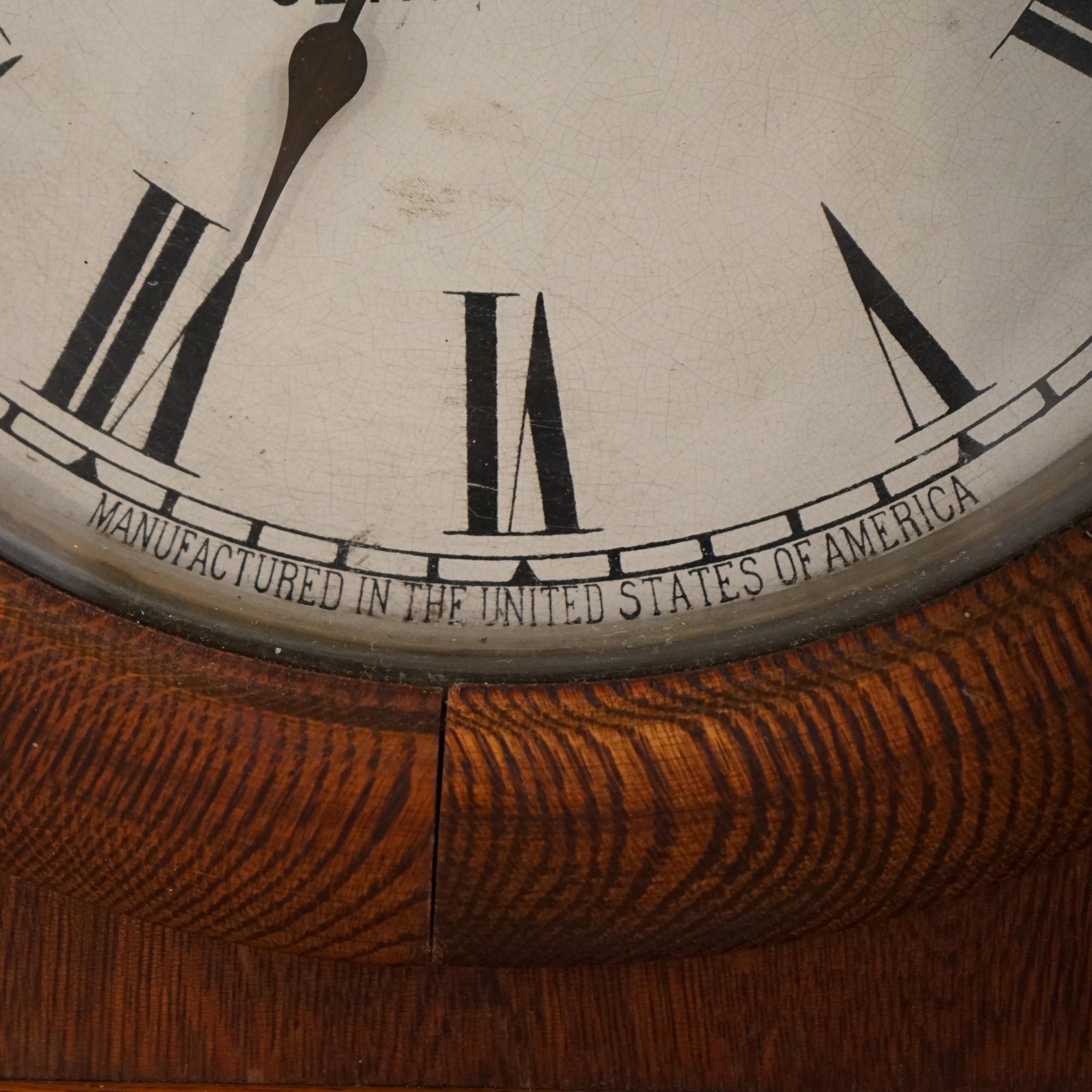 Antique Seth Thomas Oak Regulator Wall Clock Circa 1900 1