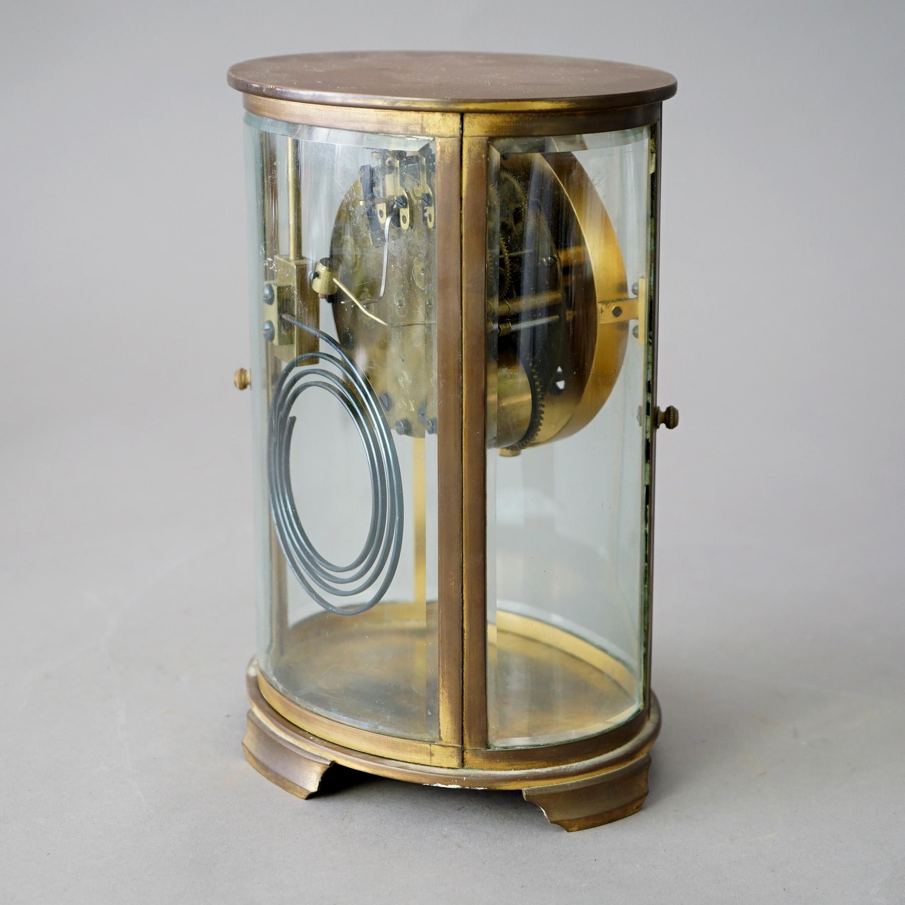 Antique Seth Thomas Oval Mantel Clock with Crystal Case In Good Condition For Sale In Big Flats, NY