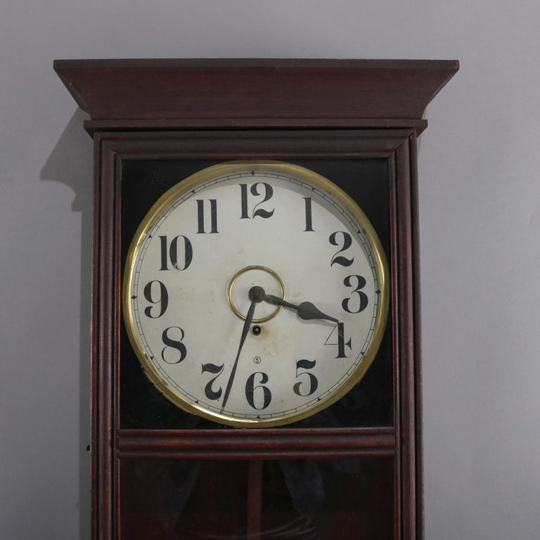 Antique Seth Thomas School Mahogany Regulator Wall Clock by Gilbert