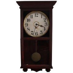 Vintage Seth Thomas School Mahogany Regulator Wall Clock by Gilbert Clock Co.