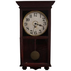 Vintage Seth Thomas School Mahogany Regulator Wall Clock by Gilbert Clock Co.