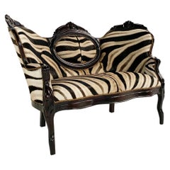 Antique Settee in Zebra Hide