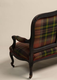 Antike Couch aus ebonisiertem Holzrahmen und neuer Polsterung, Frankreich, 1900