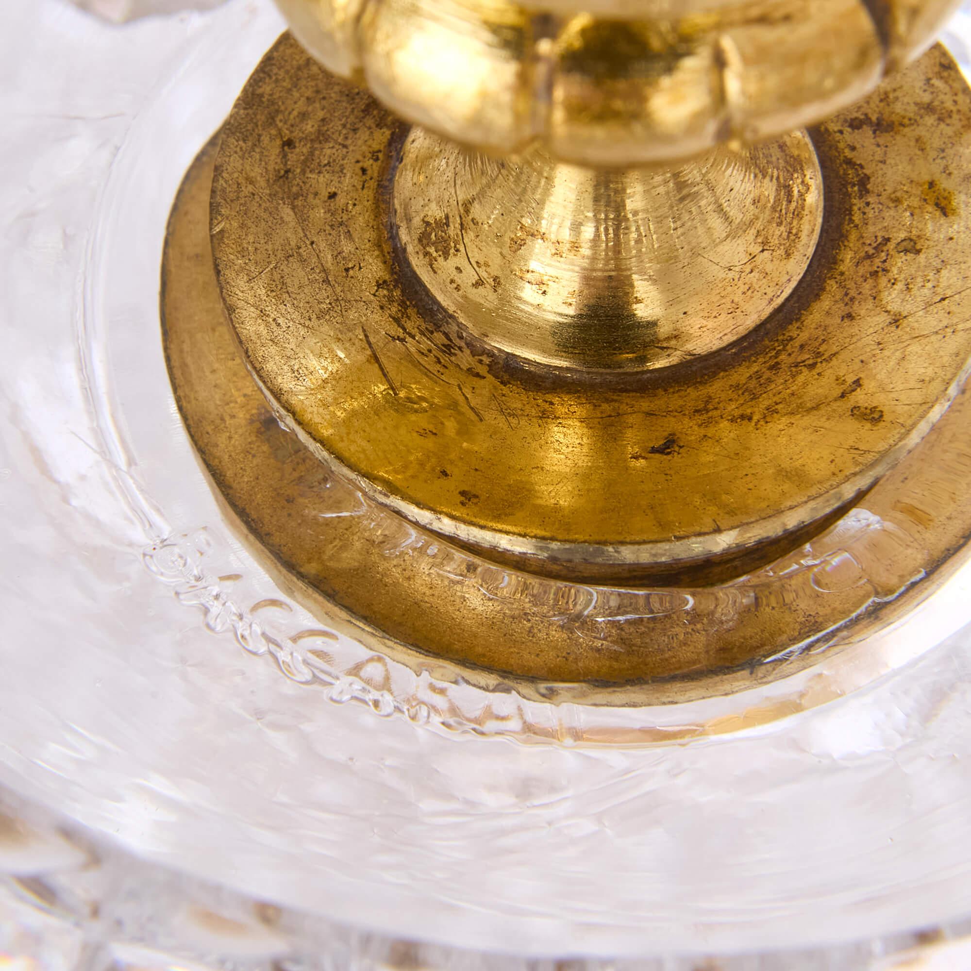 Centro de mesa antiguo de siete piezas de cristal y ormolu de Baccarat en venta 3