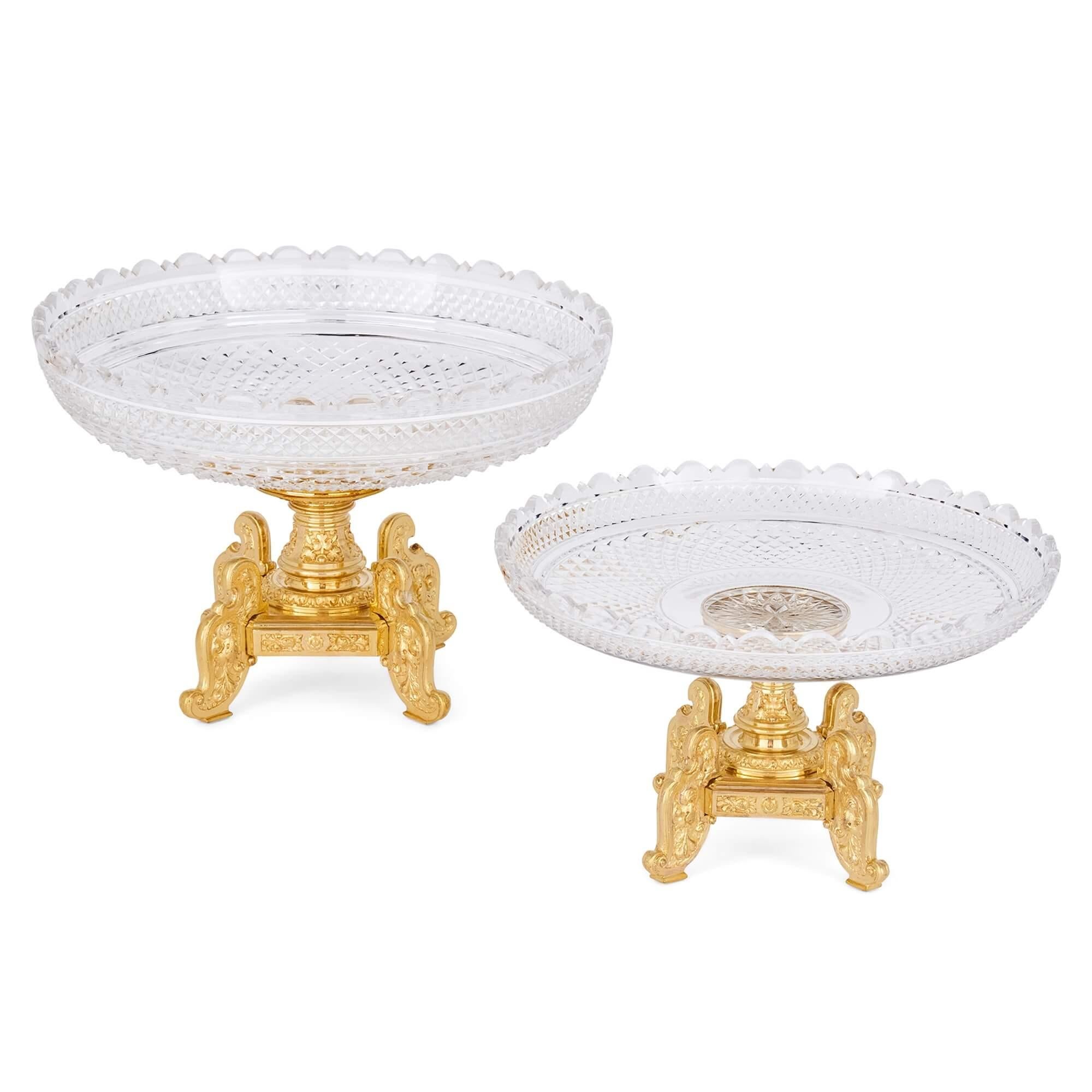Centro de mesa antiguo de siete piezas de cristal y ormolu de Baccarat Francés en venta