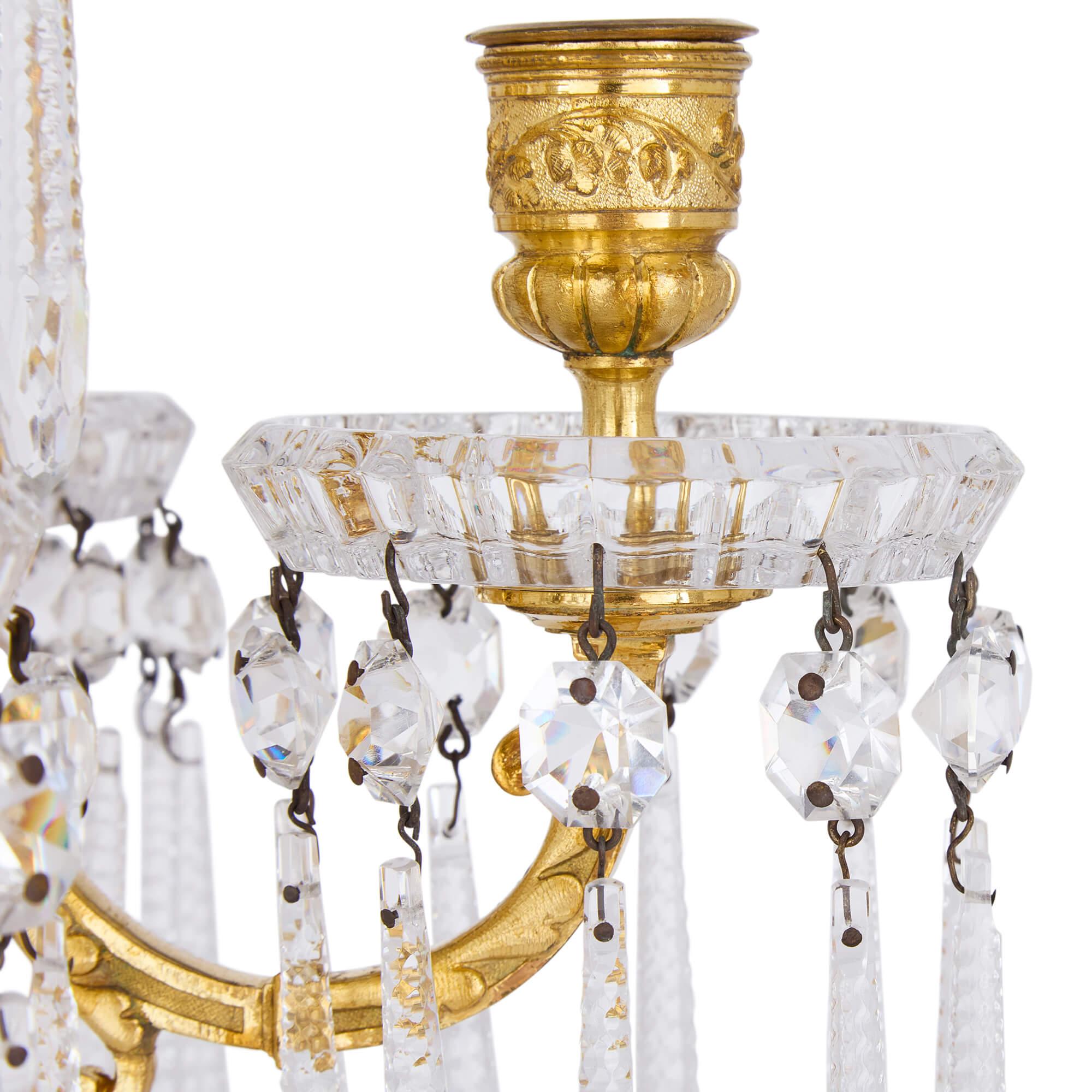 Centro de mesa antiguo de siete piezas de cristal y ormolu de Baccarat en venta 1