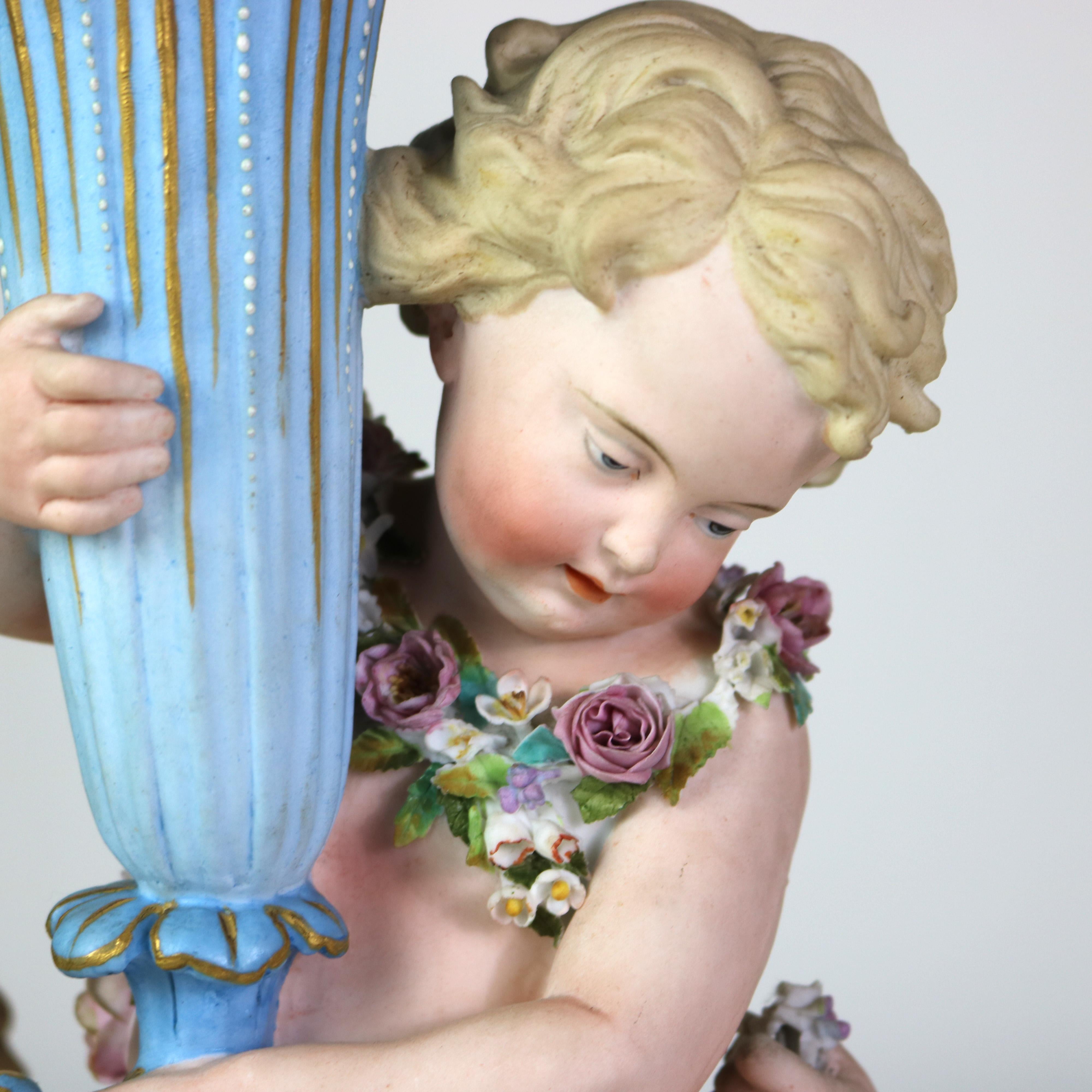 Antique Sevres attr Rococo Figural Bisque Porcelain Centerpiece C1880 In Good Condition In Big Flats, NY