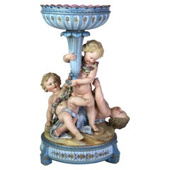 Antique Sevres attr Rococo Figural Bisque Porcelain Centerpiece C1880