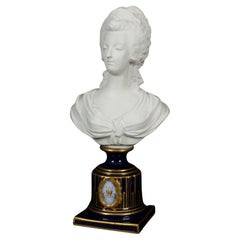 Antique Sevres Bisque Porcelain Bust Marie Antoinette 19th Century
