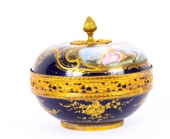 Antique Sèvres Bleu Royale Porcelain Pot-Pourri Bowl and Cover Stamped 1846