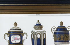 Antique Sèvres Blue-Ground Covered Vases Gilt Chromolithograph After Garnier