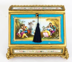 Antique Sevres Desktop Correspondence Casket Stationery Box, 19th Century
