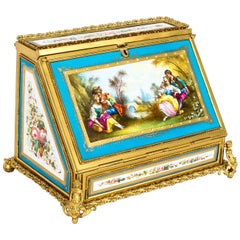 Antique Sèvres Coffret de correspondance Boîte à papeterie:: 19ème siècle