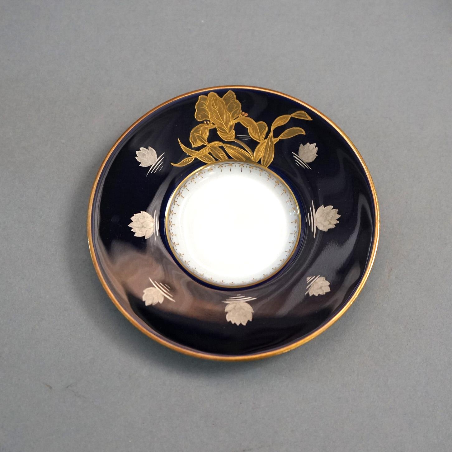 Antique Sevrés Japonisme Gilt Porcelain 20 Piece Demitasse Set with Lilies C1900 8