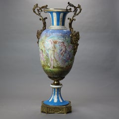 Antique Sevres Louis XIV Style Hand Painted & Gilt Porcelain Floor Urn C1890