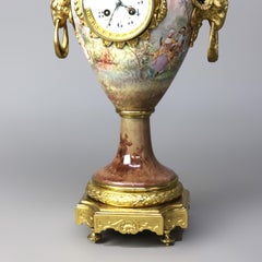 Antique Sevres Louis XIV Style Porcelain, Figural Ormolu & Gilt Bronze Clock Urn