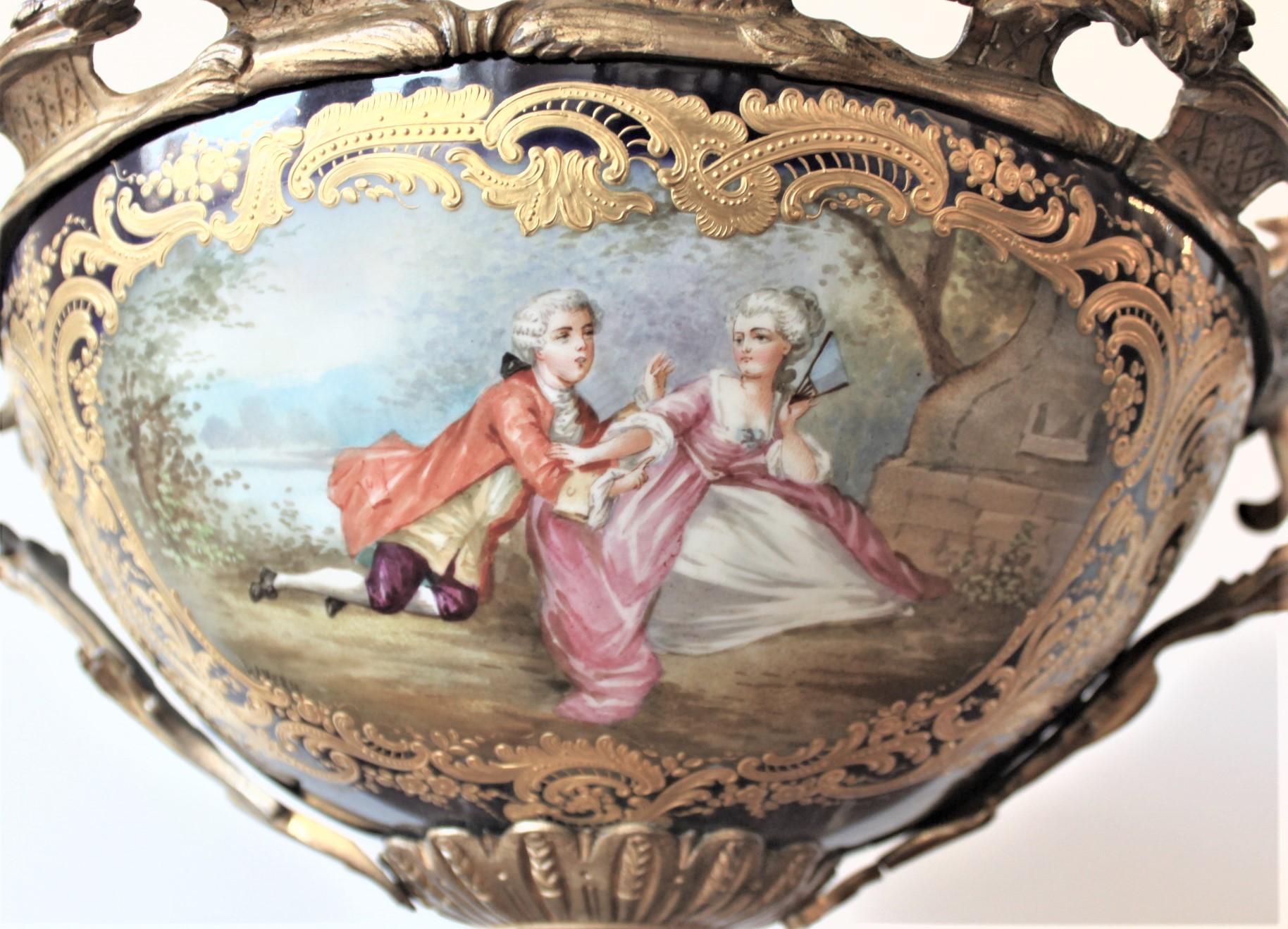 Antique Sevres Ormolu-Mounted and Hand Painted Porcelain Centerpiece or Compote 3