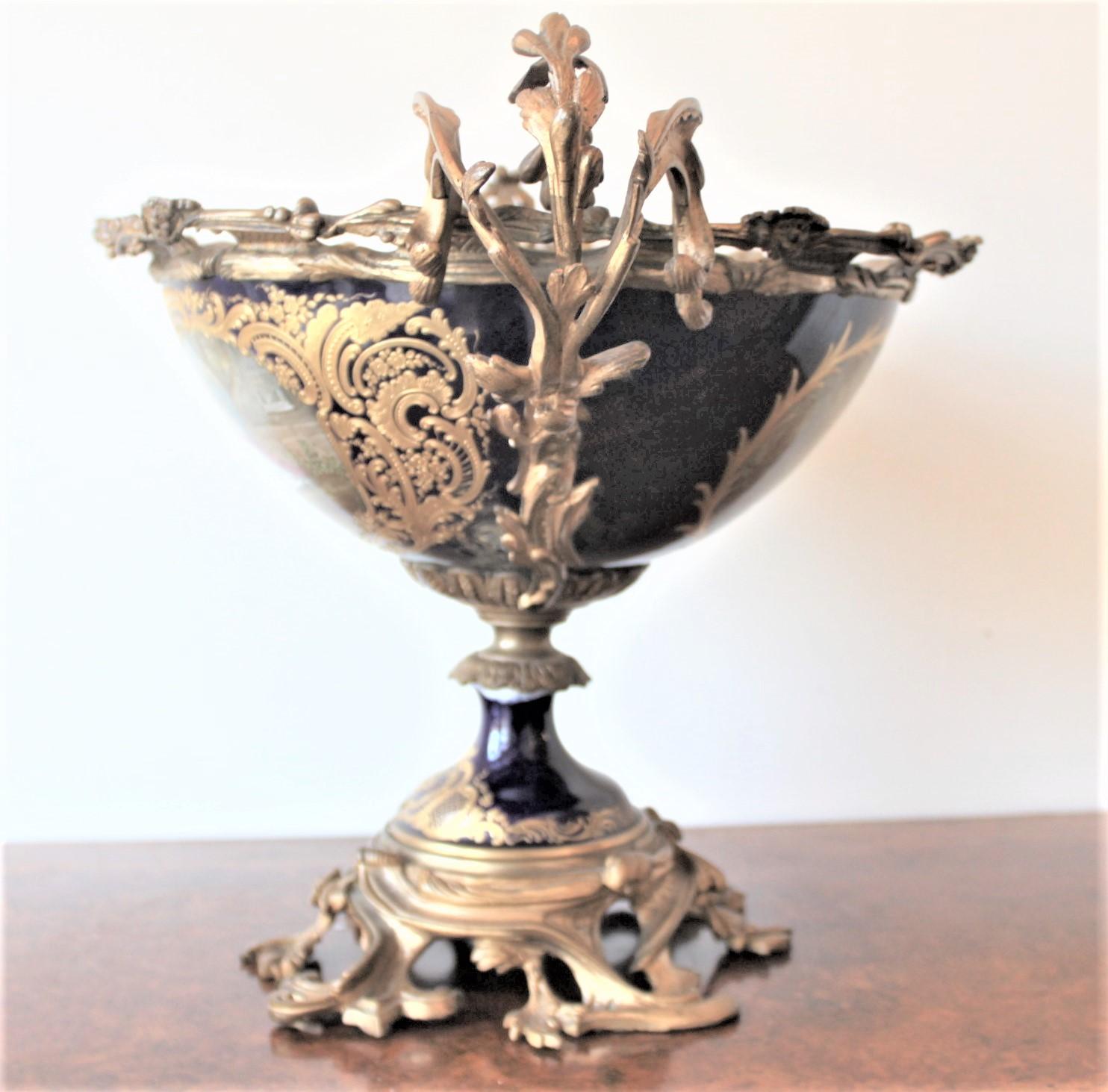 French Antique Sevres Ormolu-Mounted and Hand Painted Porcelain Centerpiece or Compote