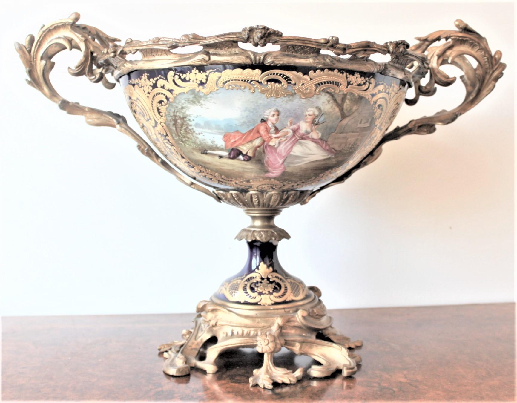 19th Century Antique Sevres Ormolu-Mounted and Hand Painted Porcelain Centerpiece or Compote