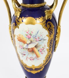 Antique Sevres Porcelain Blue & Gilt & Ormolu Table Lamp 19th Century