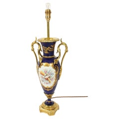 Antique Sevres Porcelain Blue & Gilt & Ormolu Table Lamp 19th Century