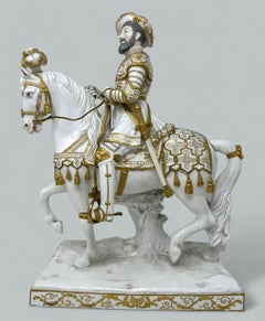 Antique Sevres Porcelain King Francois I Riding Horseback Sculpture Centerpiece