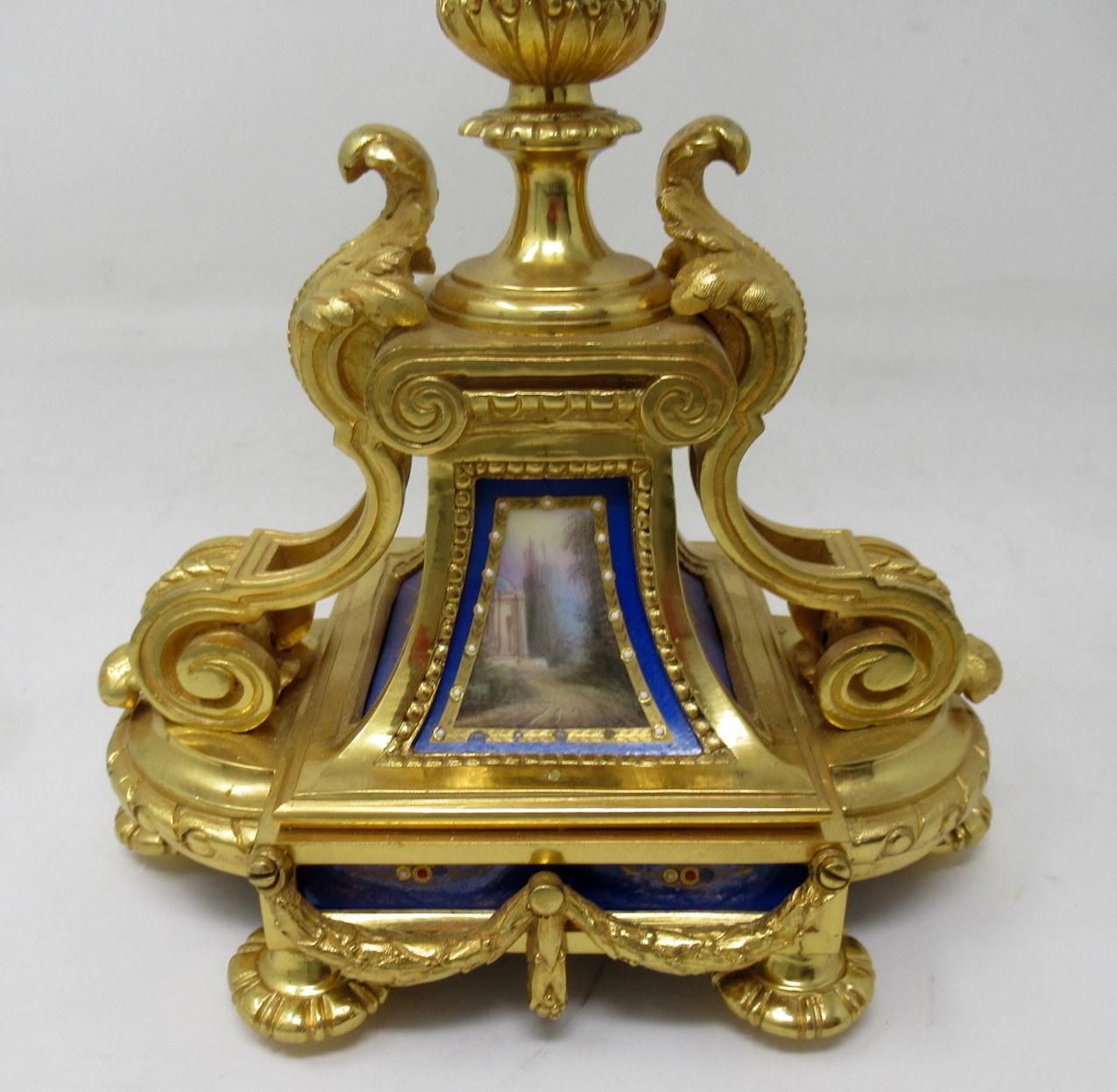 Antique Sèvres Porcelain Ormolu Gilt Bronze Cobalt Blue Candelabra Candlesticks 5