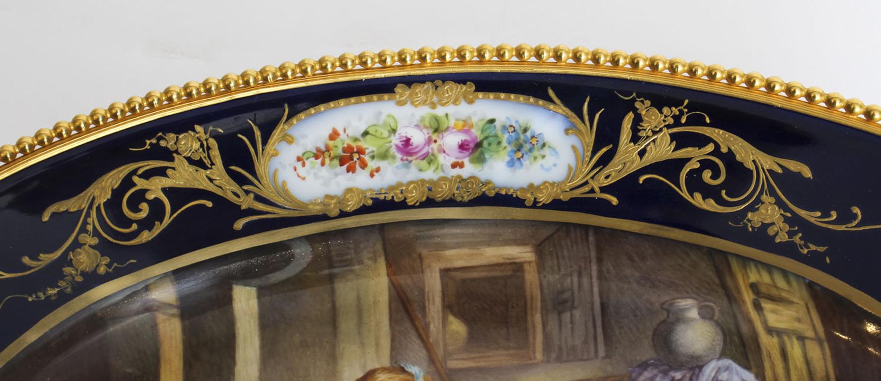 Antique Sevres Porcelain Ormolu Mounted Oval Dish, 19th Century In Good Condition In London, GB