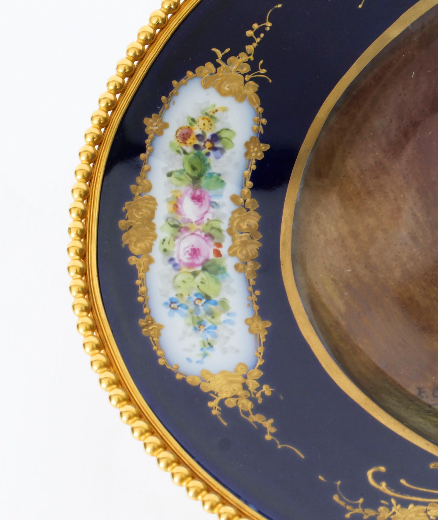 Late 19th Century Antique Sevres Porcelain Ormolu Mounted Oval Dish, 19th Century