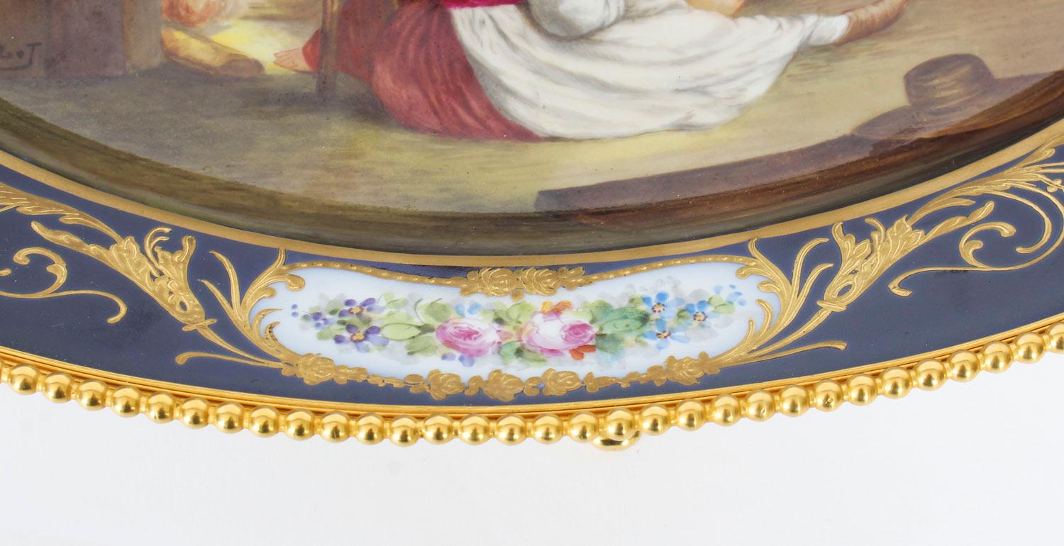 Antique Sevres Porcelain Ormolu Mounted Oval Dish, 19th Century 2