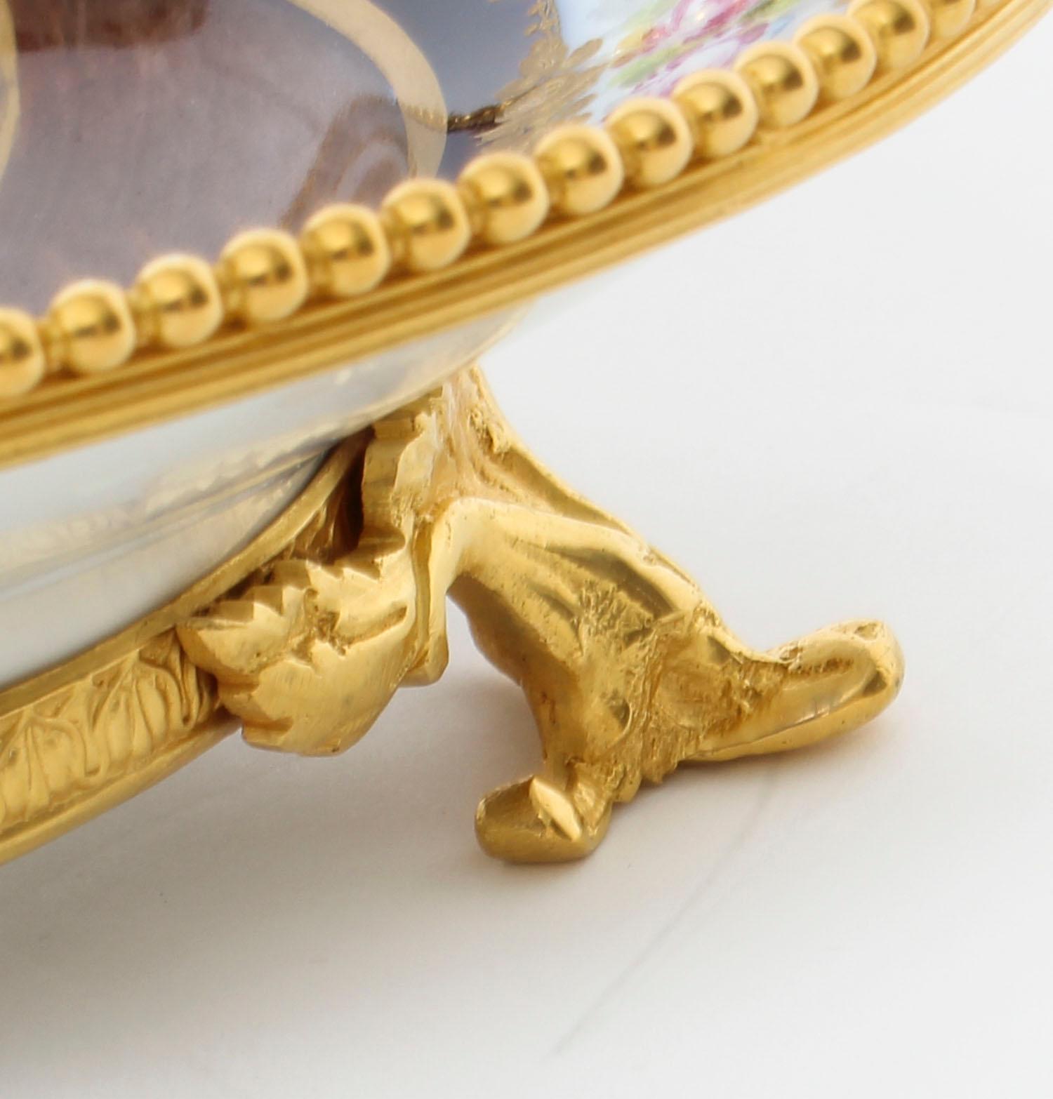 Antique Sevres Porcelain Ormolu Mounted Oval Dish, 19th Century 4
