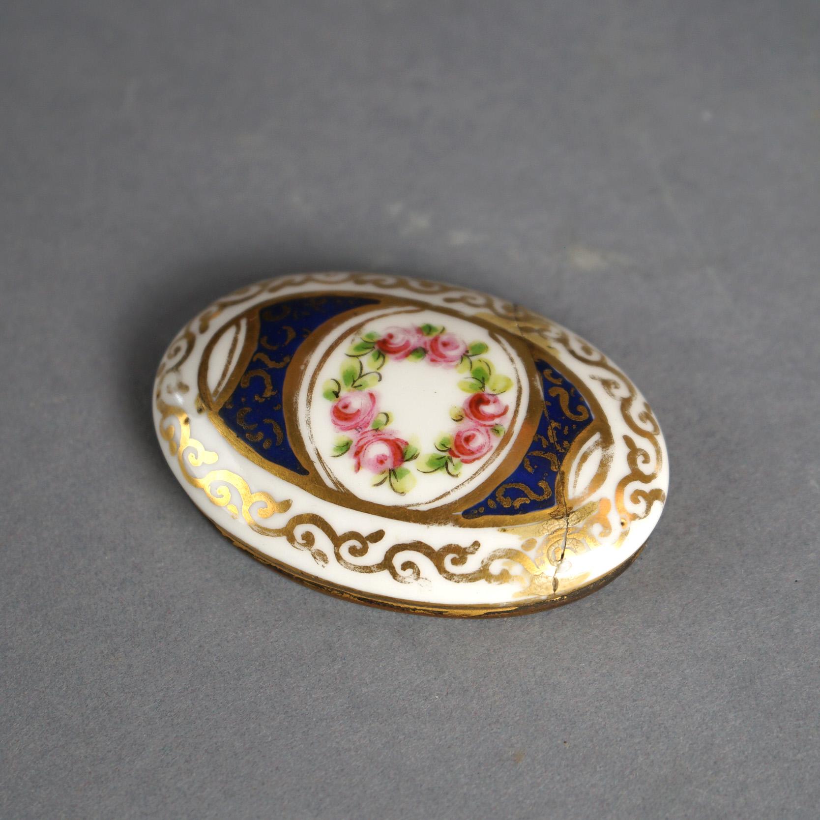 19th Century Antique Sevrés Porcelain Polychrome & Gilt Decorated Inkwell with Bird C1890 For Sale