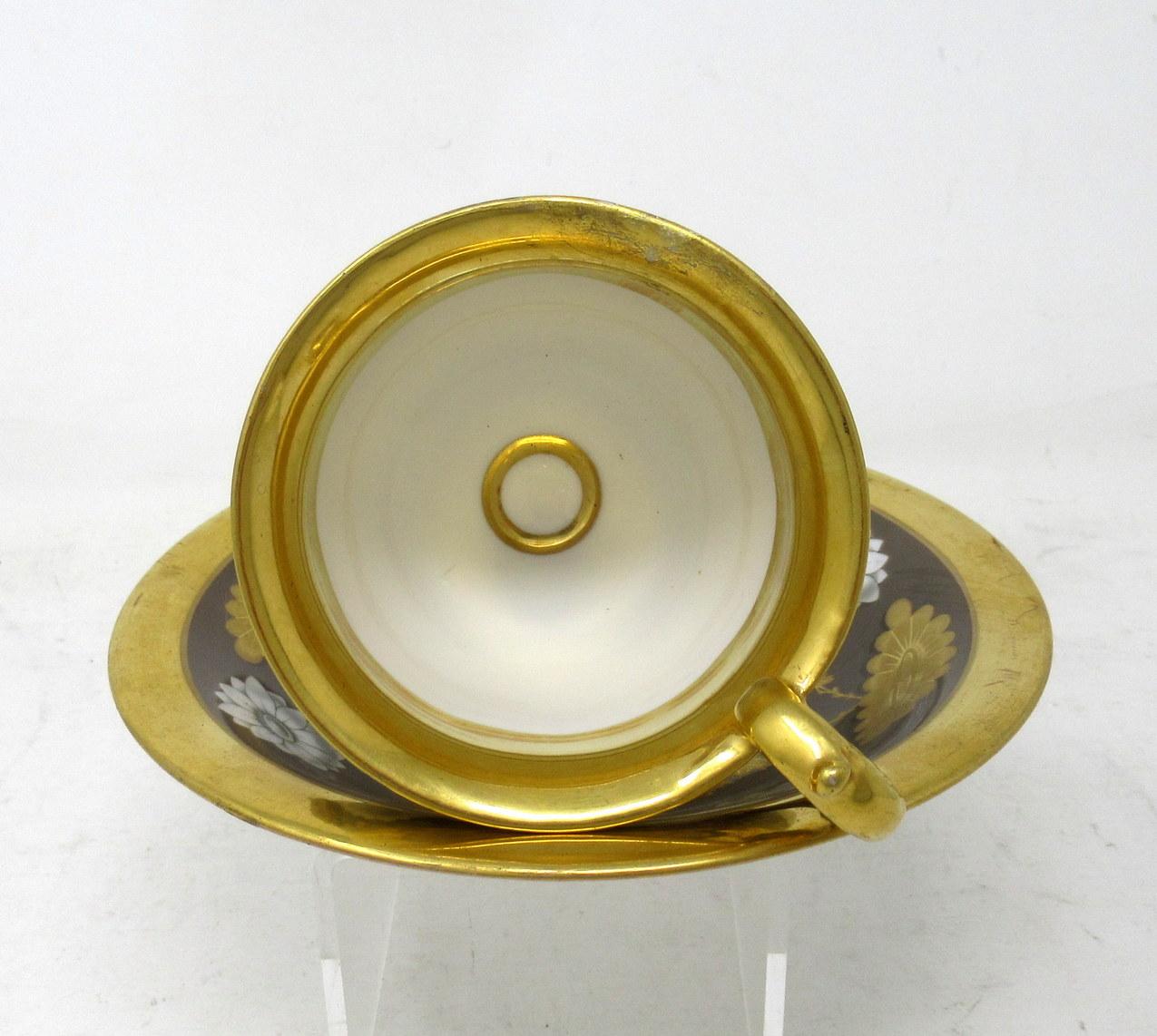 Ceramic Antique Sevres Style Paris Porcelain Gilt Tea Cup Saucer Alexander Great Dante For Sale