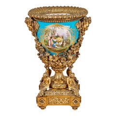 Antique Sevres-Style Porcelain and Gilt Bronze Mounted Compote