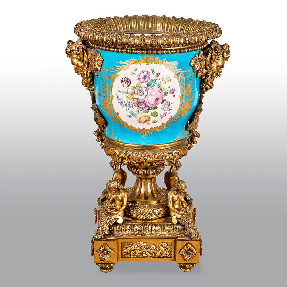 Antique Sevres-Style Porcelain and Gilt Bronze Mounted Compote 7