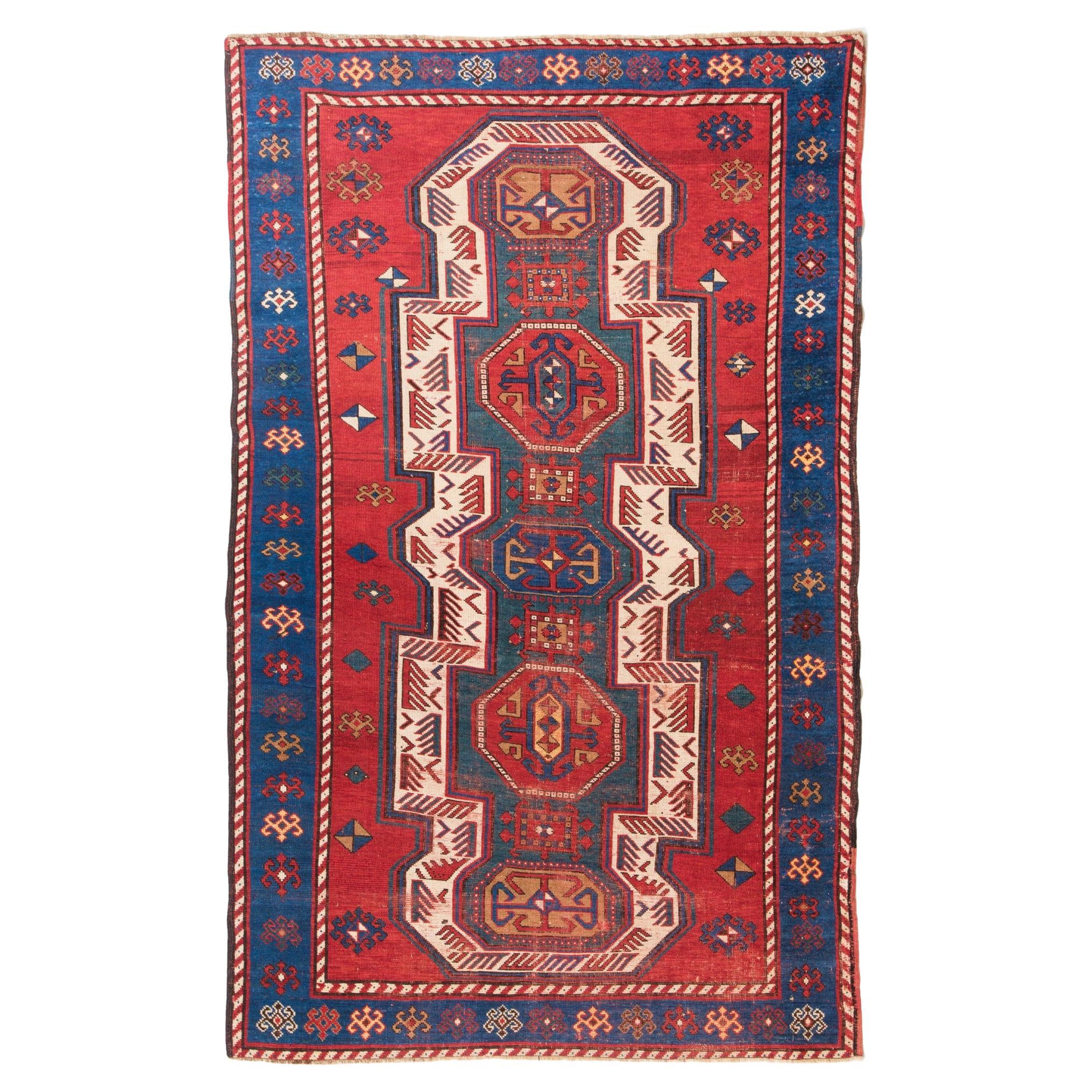 Antique Sewan Kazak Rug Sevan Caucasian Carpet Late-19th Century Caucasus