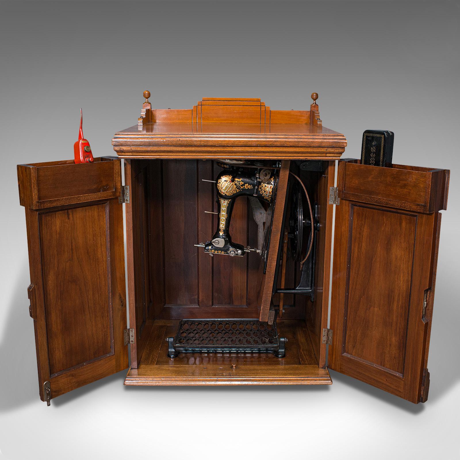 Antique Sewing Machine Cabinet, English, Walnut, Machinist Console, Circa 1920 For Sale 1
