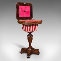 Antique Sewing Table, English, Ladies Work Box, Side, Early Victorian, C.1850