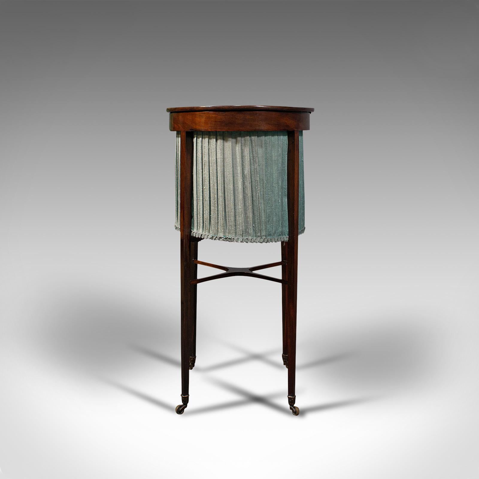 19th Century Antique Sewing Table, English, Mahogany, Silk Cotton, Work, Regency, Circa 1820 For Sale