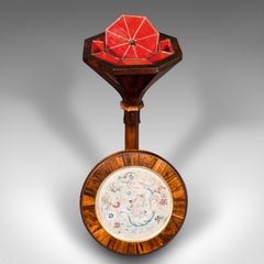 Antique Sewing Table, English, Needlepoint Tapestry, Crafting Stand, William IV