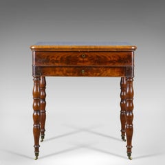 Antique Sewing Table, English, Victorian, Flame Mahogany, Side, circa 1840
